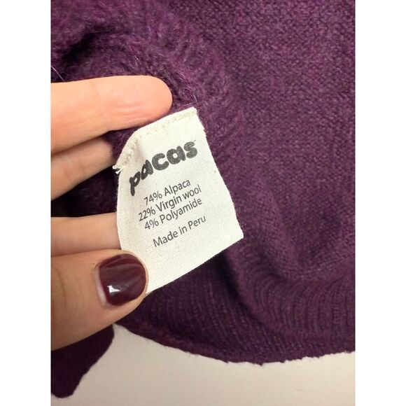 Pacas V-Neck Sweater in Eggplant Melange NWT Sz. L - Picture 4 of 6